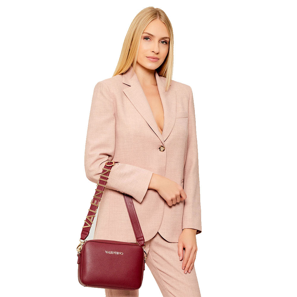 Borsa Donna a Spalla e Tracolla VALENTINO BAGS linea Alexia Colore Bordeaux Chiusa con Zip