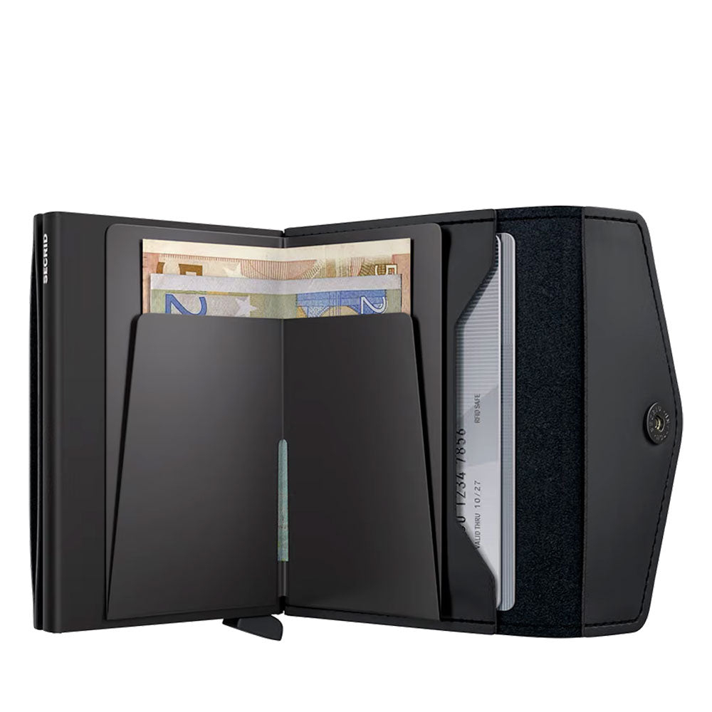 Porta Carte con Clip SECRID linea Envelope Matte in Pelle Black con RFID