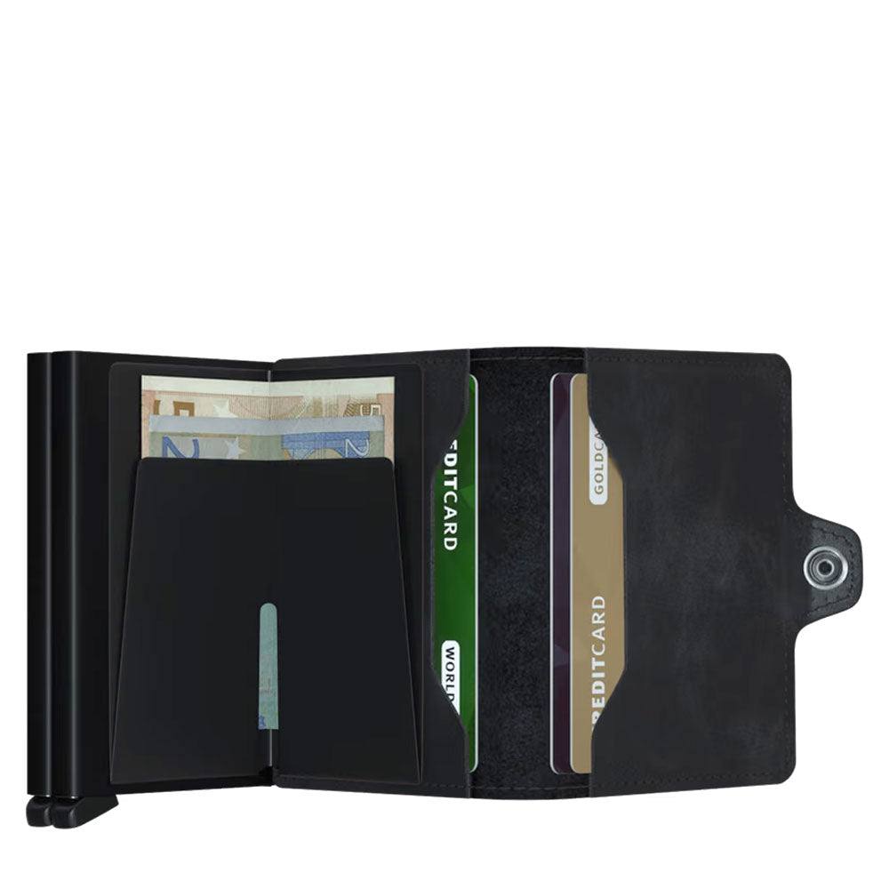 Porta Carte con Clip SECRID linea Twinwallet Vintage in Pelle Black con RFID