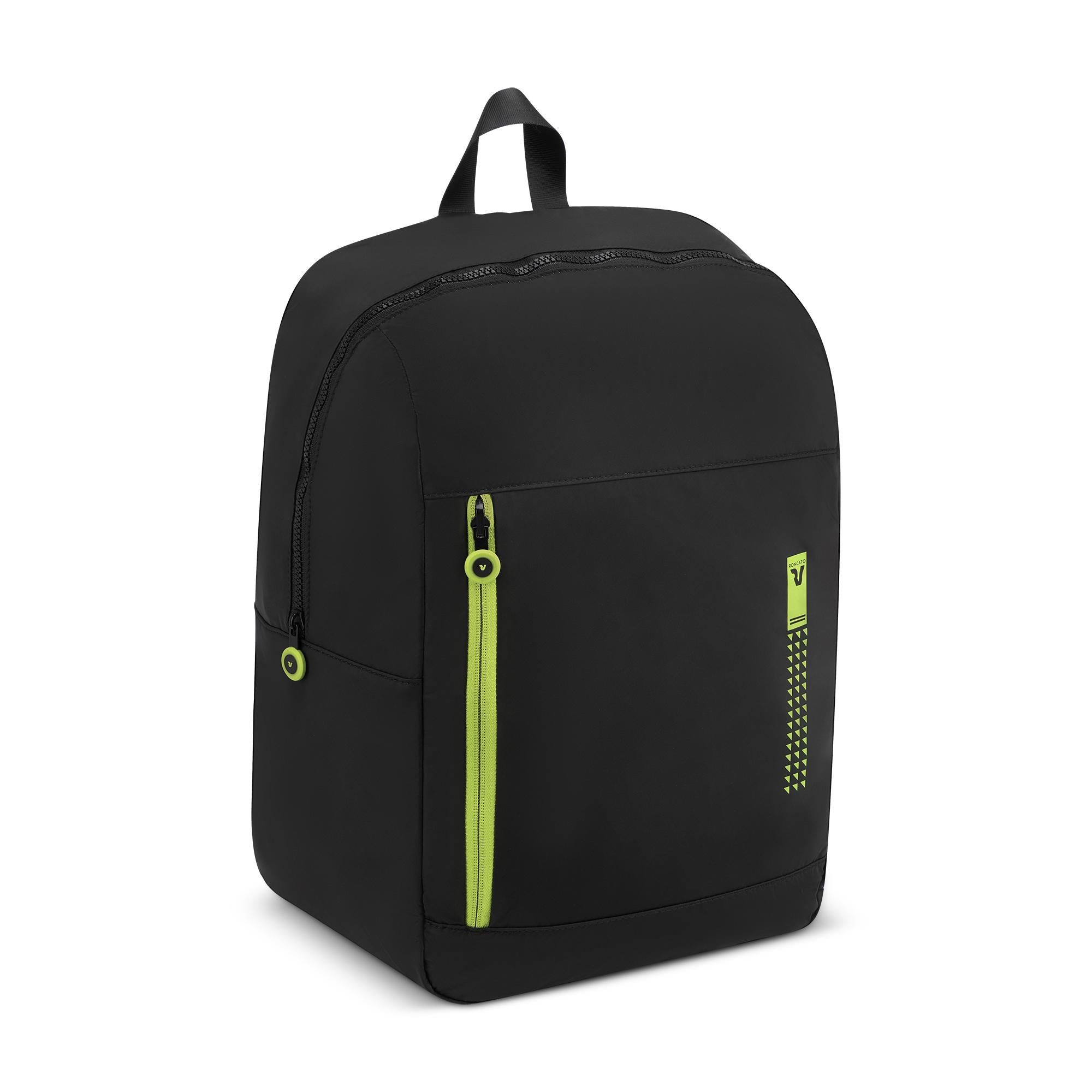 Easyjet RONCATO Kompakter, faltbarer Reiserucksack, Schwarz und Cyber ​​Lime, 45 x 36 x 20 cm