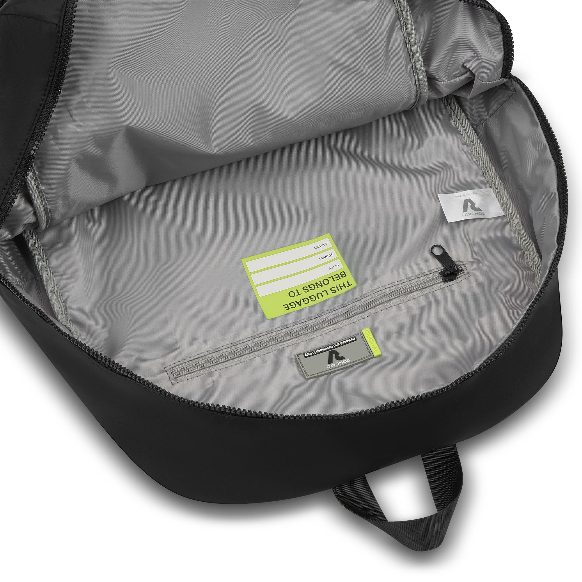 Easyjet RONCATO Kompakter, faltbarer Reiserucksack, Schwarz und Cyber ​​Lime, 45 x 36 x 20 cm