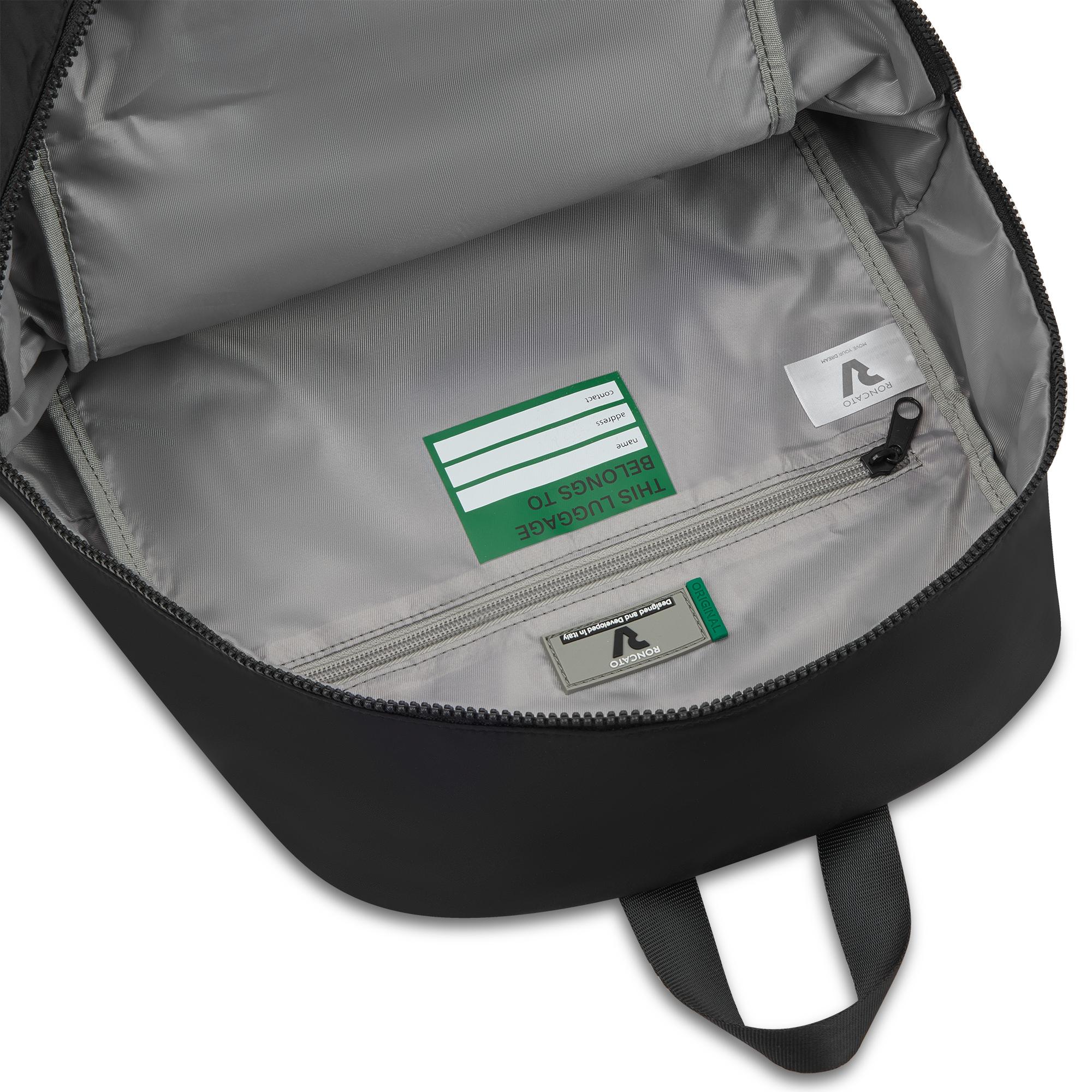Ryanair RONCATO Kompakter, zusammenklappbarer Reiserucksack, Schwarz und Hellgrün, 40 x 25 x 20 cm