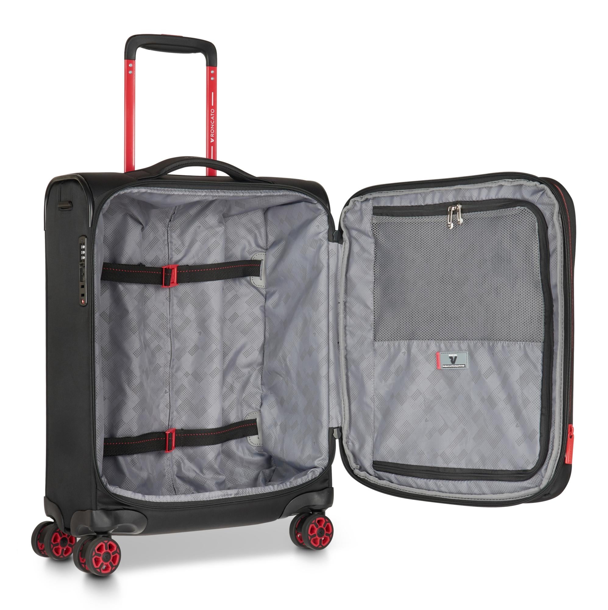 Halbstarrer erweiterbarer Kabinentrolley 4 Räder RONCATO Move Line Rauchschwarz