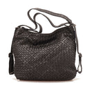 Borsa Donna con Portabilità a Zaino GIANNI CONTI in Pelle Intrecciata Nera