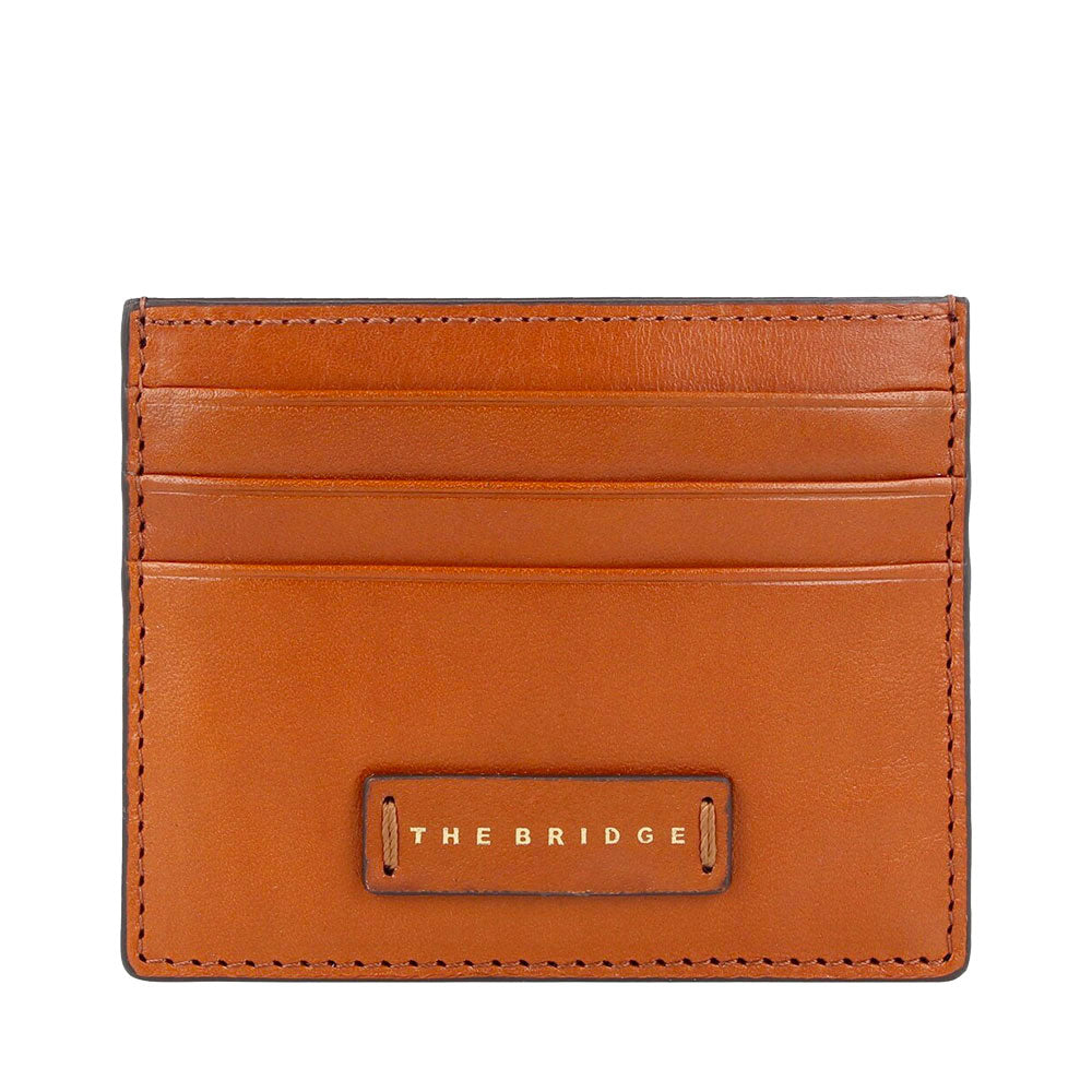 Portacarte Donna THE BRIDGE linea Leda in Pelle color Cognac