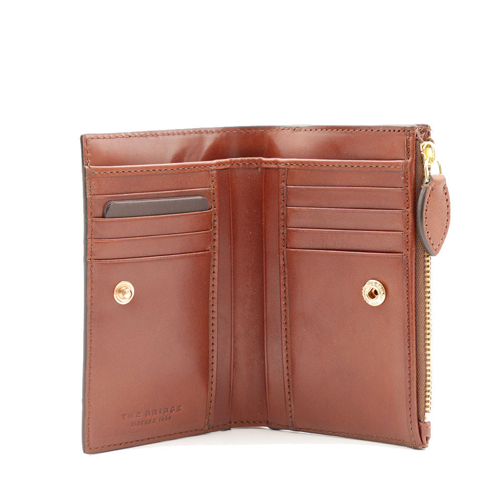 Portafoglio Donna con Bottone THE BRIDGE linea Giorgia in Pelle Marrone