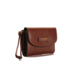 Mittelgroße Damenbrieftasche mit Knopf und Armband THE BRIDGE aus braunem Leder der Camilla-Linie