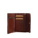 Mittelgroße Damenbrieftasche mit Knopf und Armband THE BRIDGE aus braunem Leder der Camilla-Linie