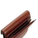 Mittelgroße Damenbrieftasche mit Knopf und Armband THE BRIDGE aus braunem Leder der Camilla-Linie