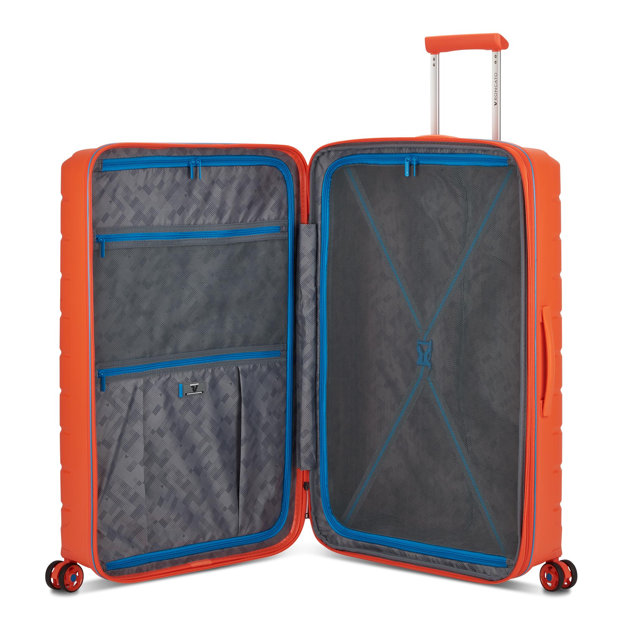 Großer erweiterbarer Hartschalentrolley mit 4 Rädern RONCATO B-Flying Line Leuchtend orange
