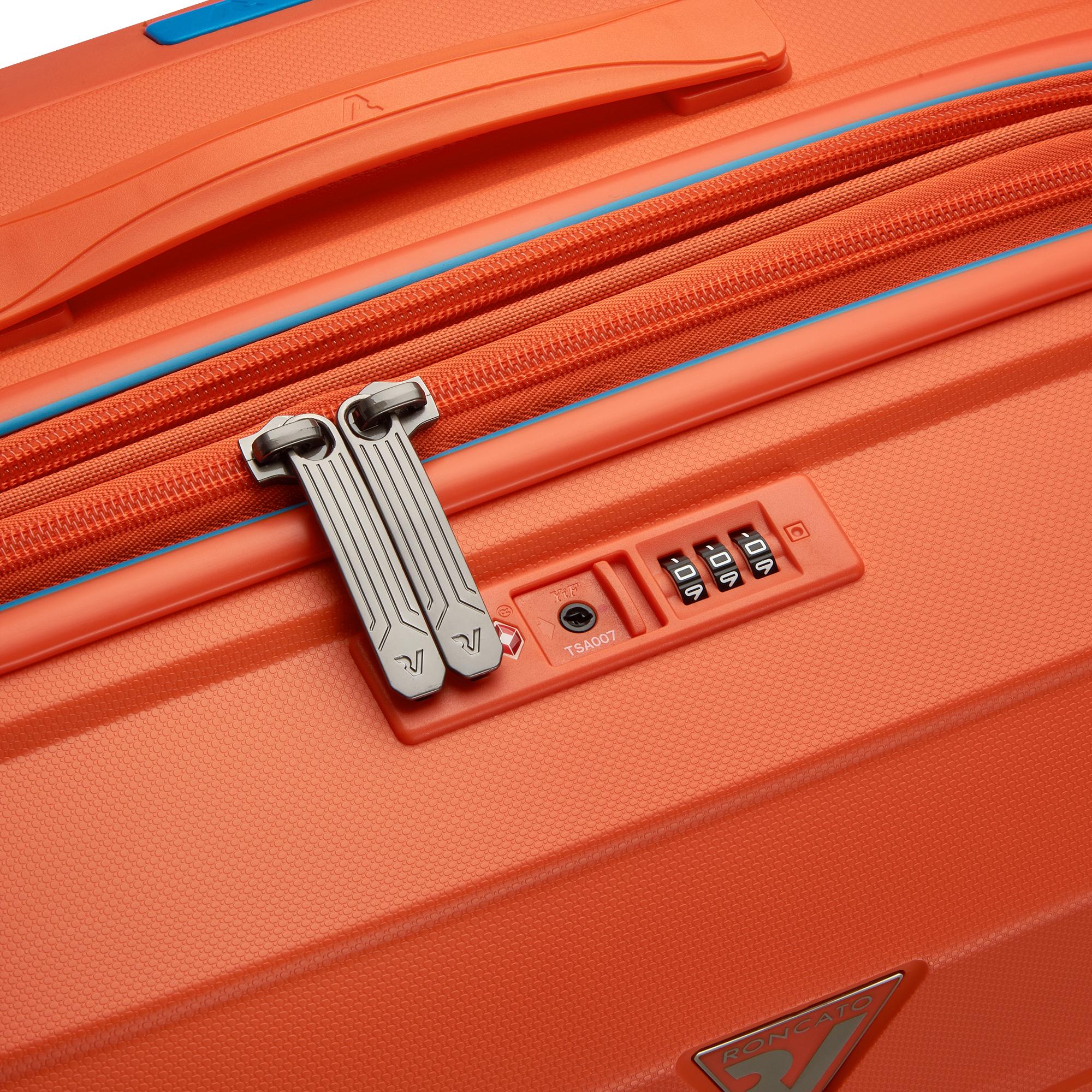 Großer erweiterbarer Hartschalentrolley mit 4 Rädern RONCATO B-Flying Line Leuchtend orange