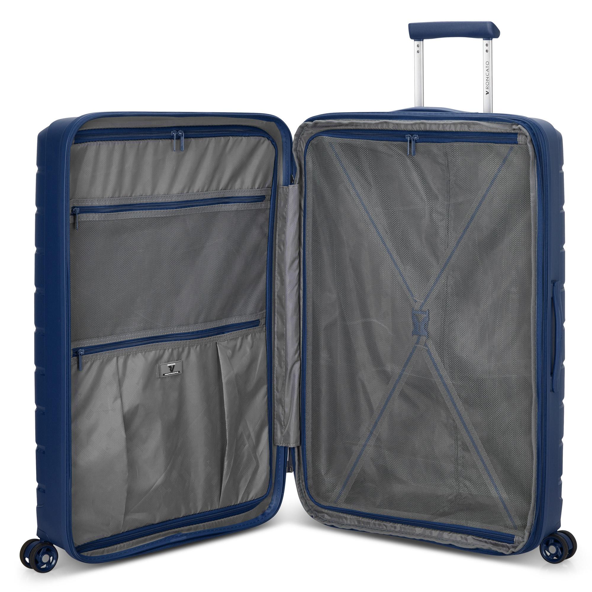 Großer erweiterbarer Hartschalentrolley 4 Räder RONCATO B-Flying Line Mitternachtsblau