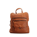 Women's Cognac Vintage-Effect Leather Backpack GIANNI CONTI