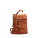 Women's Cognac Vintage-Effect Leather Backpack GIANNI CONTI