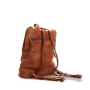Women's Cognac Vintage-Effect Leather Backpack GIANNI CONTI