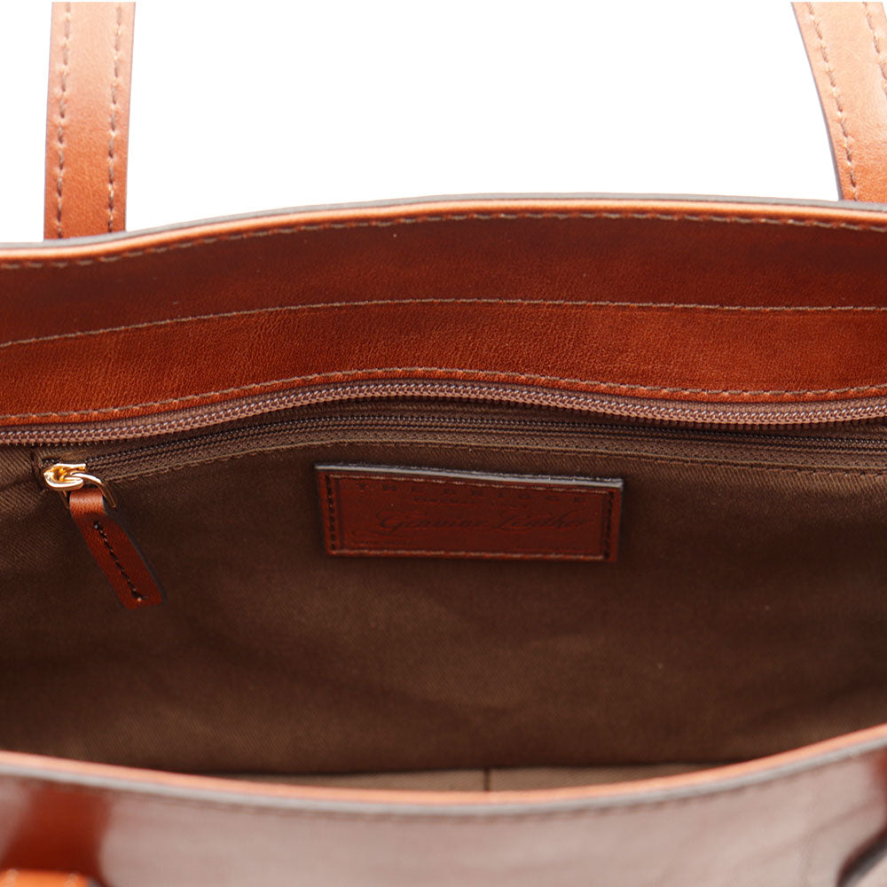 THE BRIDGE Damen-Shoppingtasche, Maddalena Line, aus braunem Leder