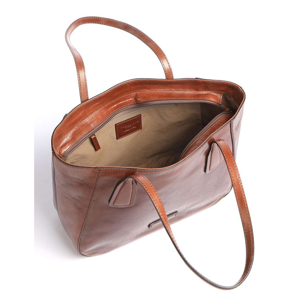 Shopping Bag Large THE BRIDGE linea Maddalena in Pelle Marrone