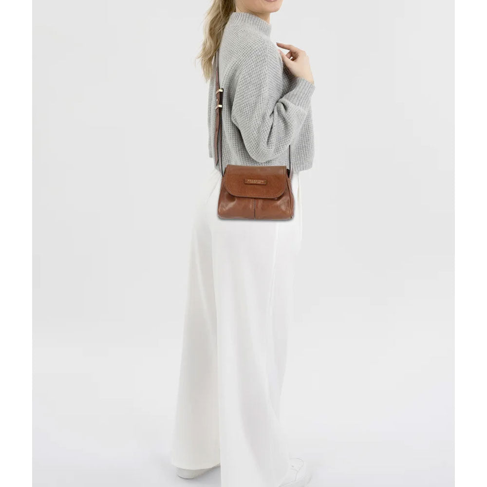 Borsa Donna a Tracolla THE BRIDGE linea Flora in Pelle Marrone