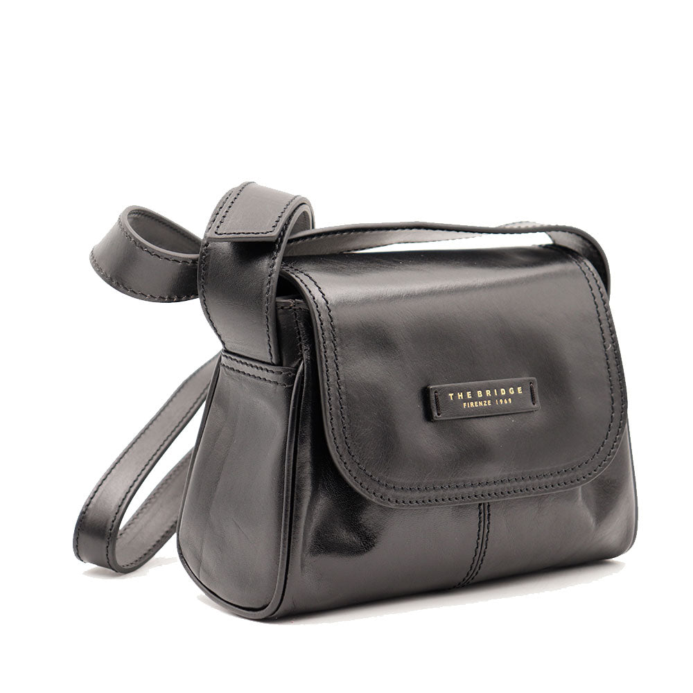 Borsa Donna a Tracolla THE BRIDGE linea Flora in Pelle Nera