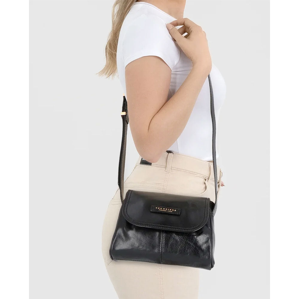 Borsa Donna a Tracolla THE BRIDGE linea Flora in Pelle Nera