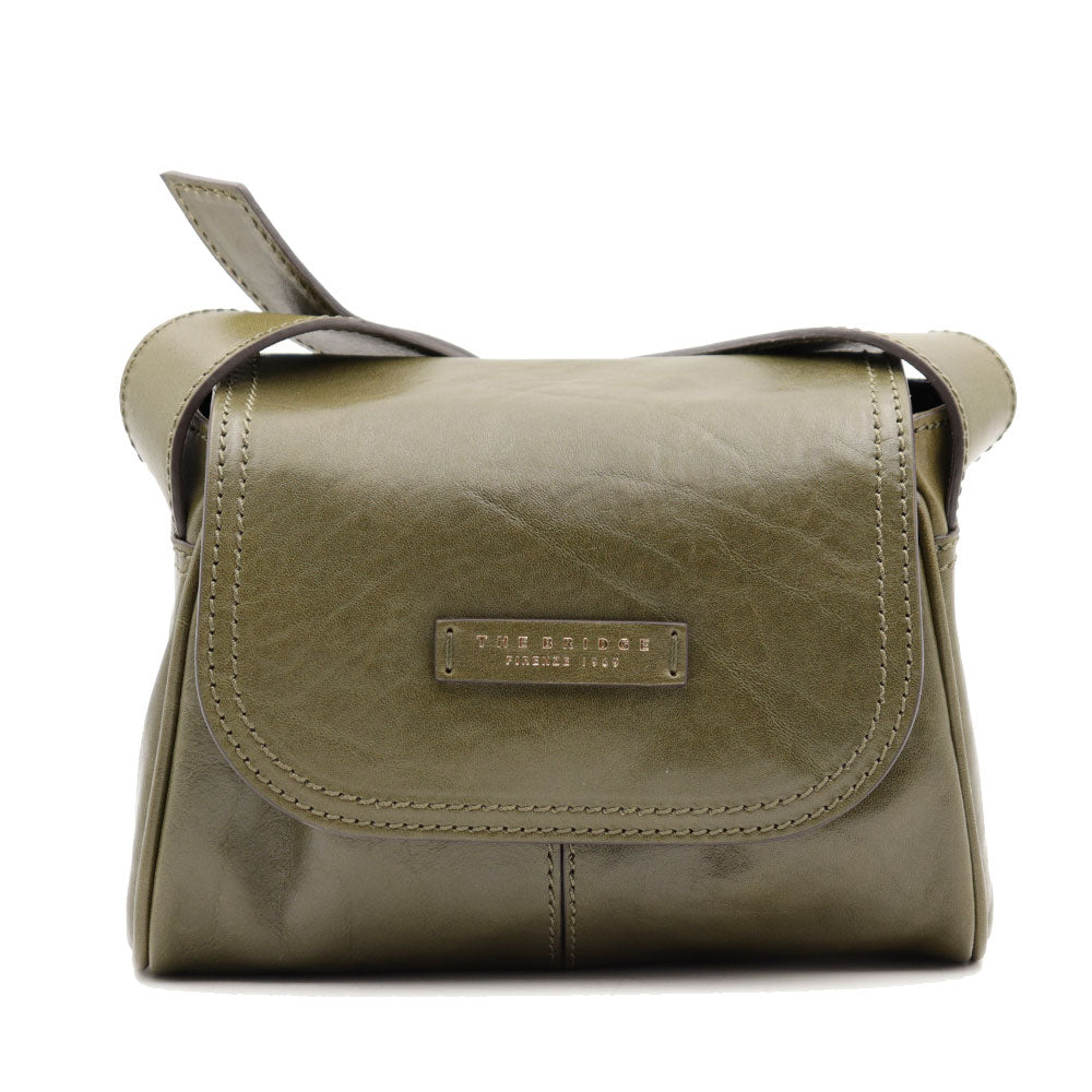 Borsa Donna a Tracolla THE BRIDGE linea Flora in Pelle Verde Timo