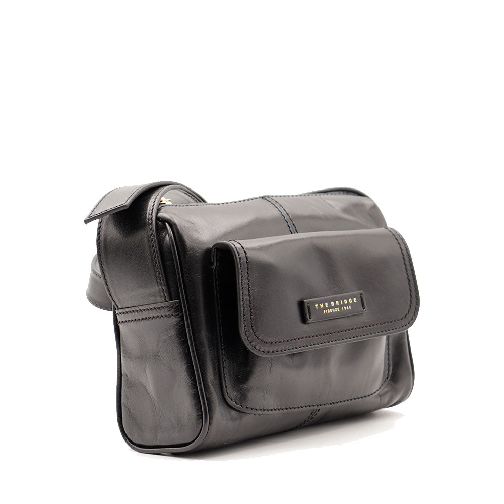 Camera Case Donna a Tracolla THE BRIDGE linea Flora in Pelle Nera