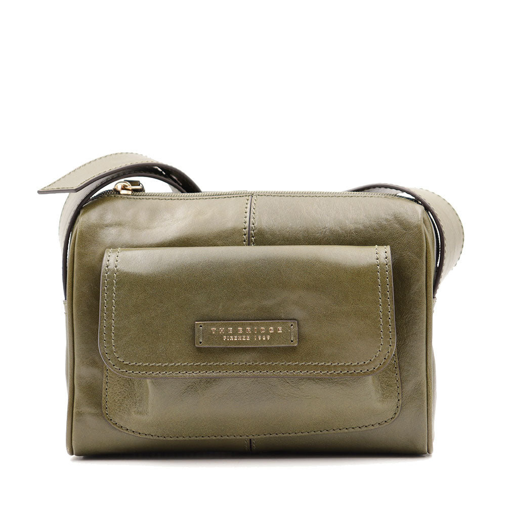 Camera Case Donna a Tracolla THE BRIDGE linea Flora in Pelle Verde Timo