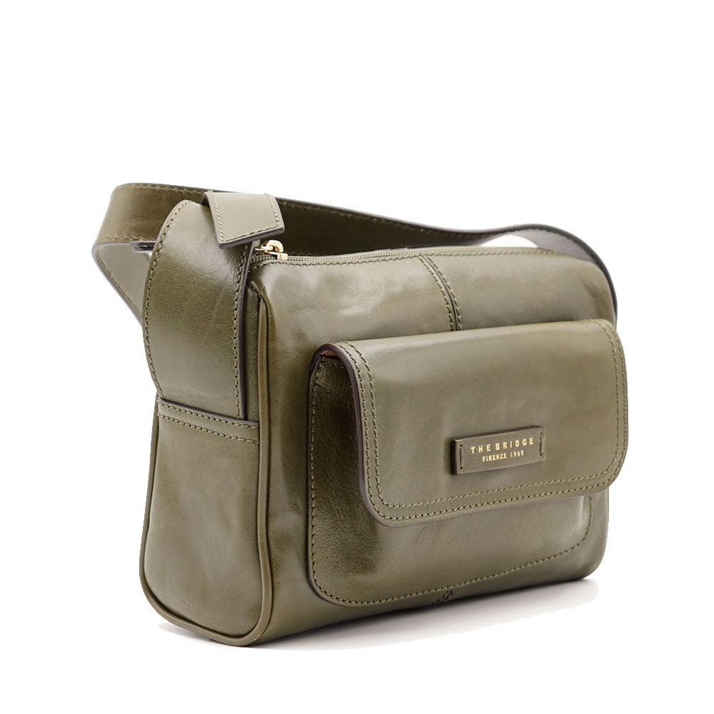 Camera Case Donna a Tracolla THE BRIDGE linea Flora in Pelle Verde Timo