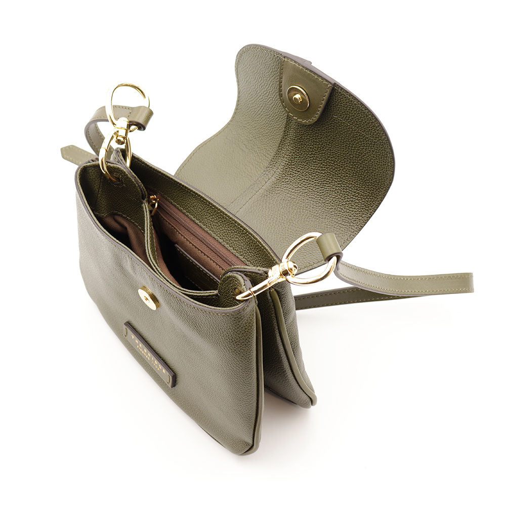 Borsa Donna a Tracolla THE BRIDGE linea Elisabetta in Pelle Verde Timo