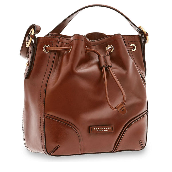 THE BRIDGE Damen-Umhängetasche aus braunem Leder der Matilde-Linie
