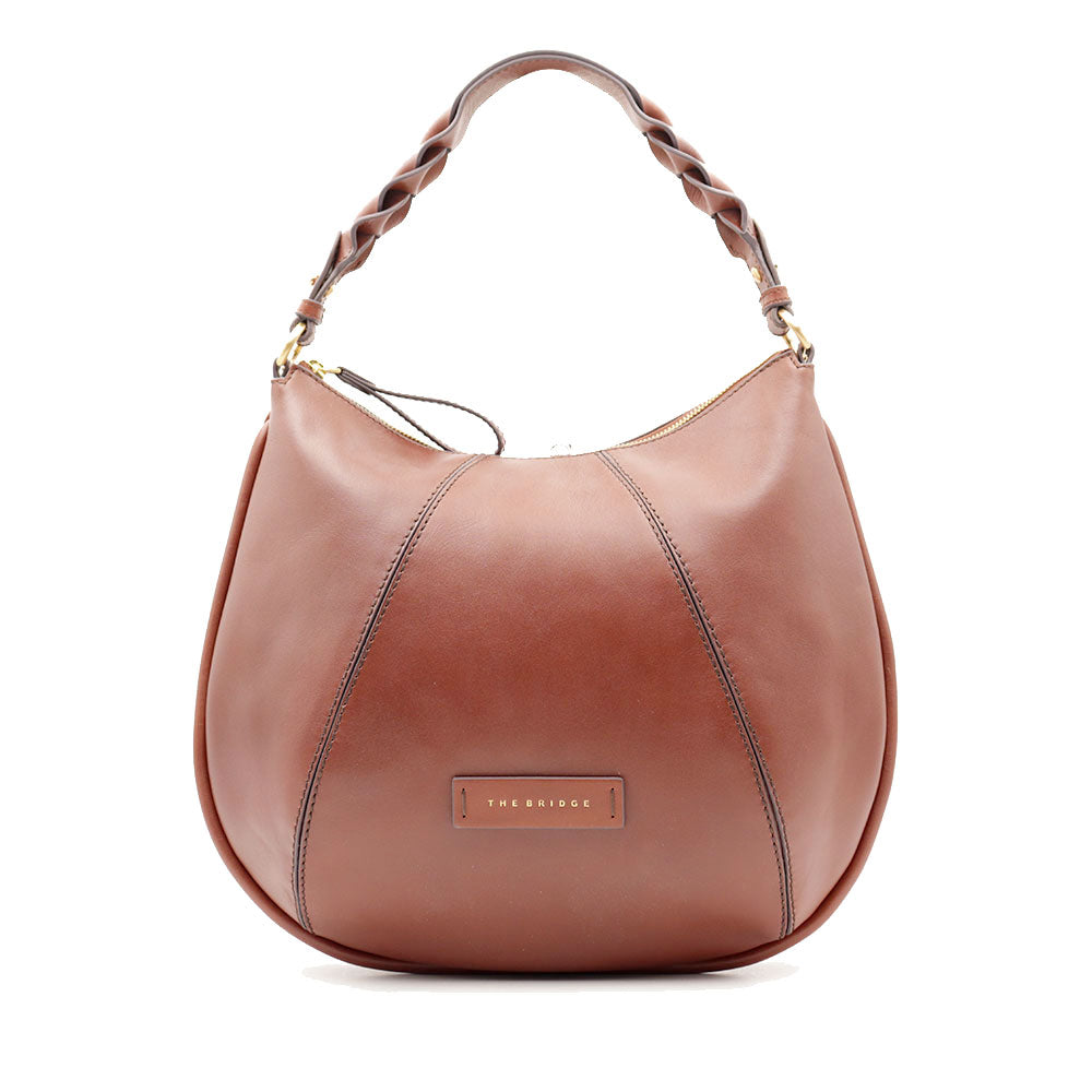 Hobo-Tasche für Damen mit Schultergurt THE BRIDGE Brigida-Linie aus braunem Leder