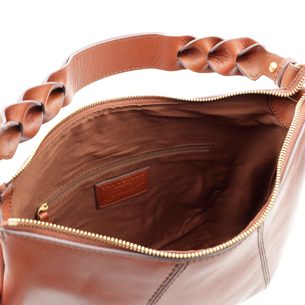 Hobo-Tasche für Damen mit Schultergurt THE BRIDGE Brigida-Linie aus braunem Leder