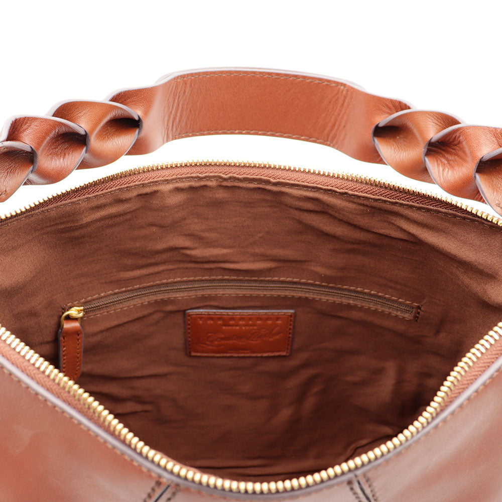 Hobo-Tasche für Damen mit Schultergurt THE BRIDGE Brigida-Linie aus braunem Leder