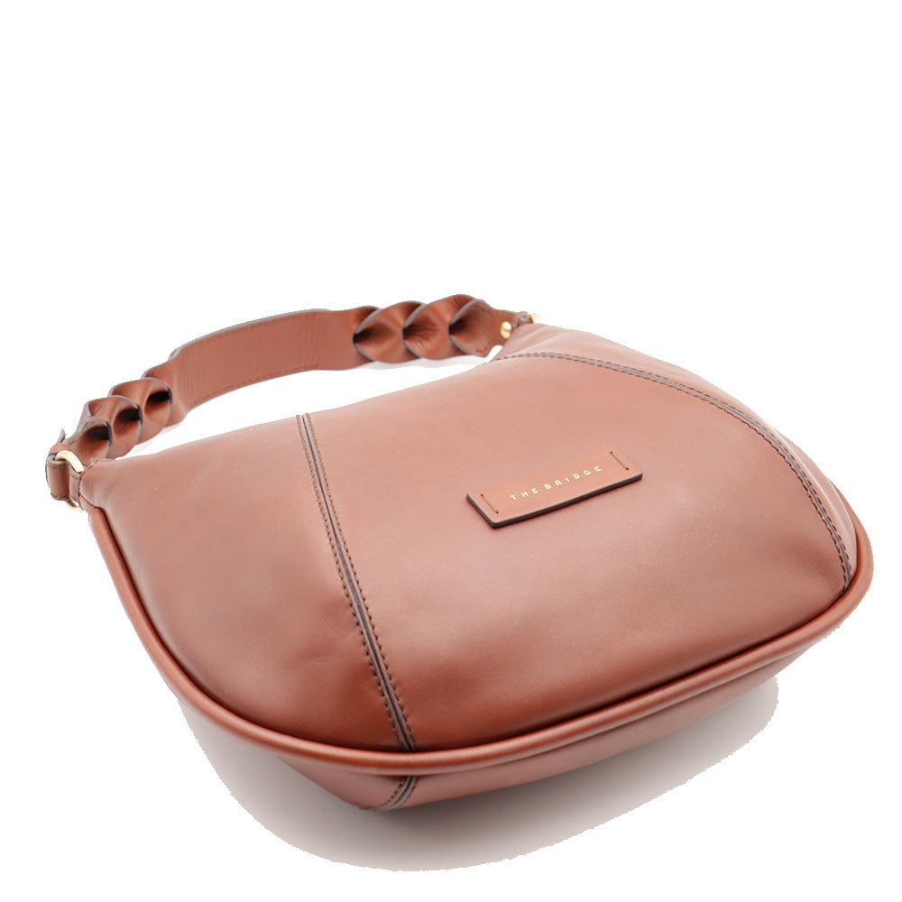 Hobo-Tasche für Damen mit Schultergurt THE BRIDGE Brigida-Linie aus braunem Leder