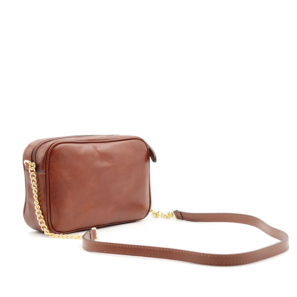 Borsa Donna a Tracolla con Catena THE BRIDGE linea Elettra in Pelle Marrone