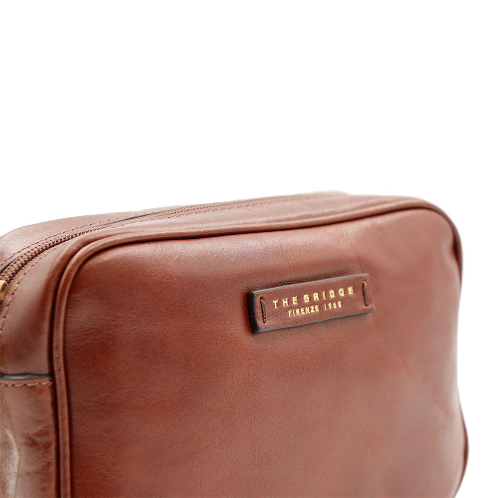 Borsa Donna a Tracolla con Catena THE BRIDGE linea Elettra in Pelle Marrone