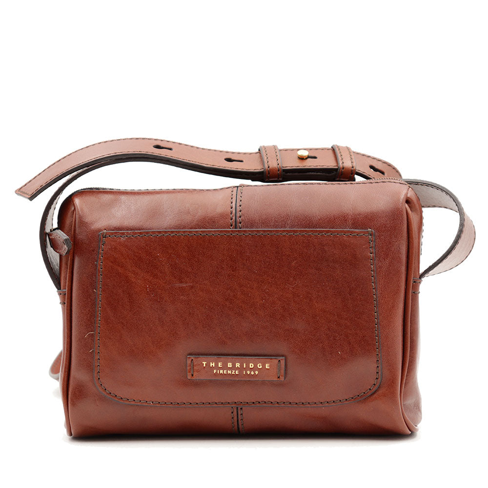 Borsa Donna a Tracolla THE BRIDGE linea Flora in Pelle Marrone