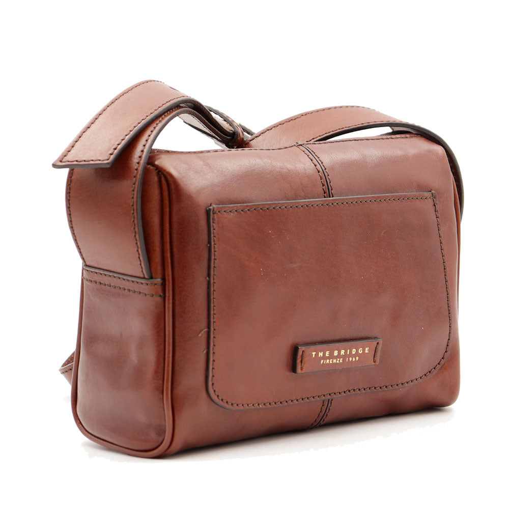Borsa Donna a Tracolla THE BRIDGE linea Flora in Pelle Marrone