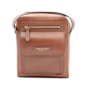 Men's Brown Leather Pouch Bag THE BRIDGE Alberto