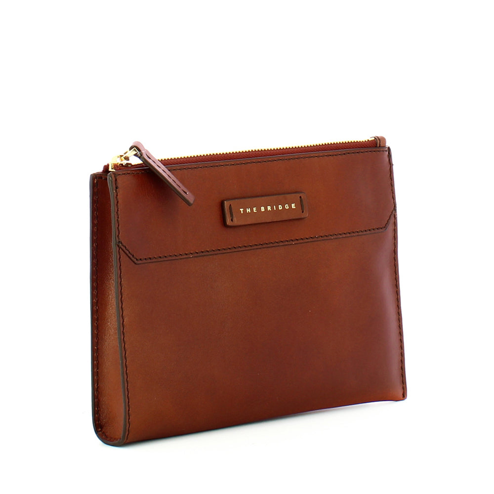 Pochette Uomo Piccola THE BRIDGE linea Dante in Pelle Marrone