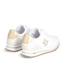 Scarpe LIU JO Wonder 700 Sneakers Running Bianche con Inserti Laminati Oro