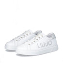 Scarpe LIU JO Iris 11 Sneakers in Pelle Bianca con Maxi Logo Glitter Silver