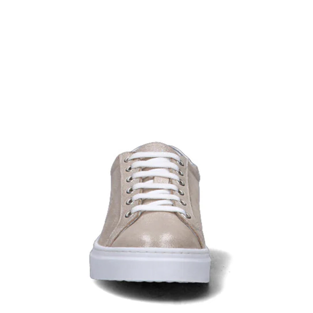 Scarpe LIU JO Iris 11 Sneakers in Pelle Laminata Platino con Maxi Logo