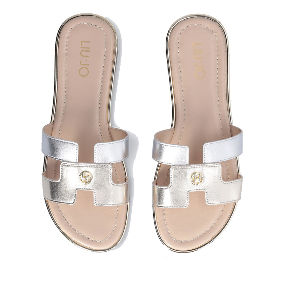 Ciabatta Flat LIU JO Sally 716 Metallizzate colore Gold e Silver