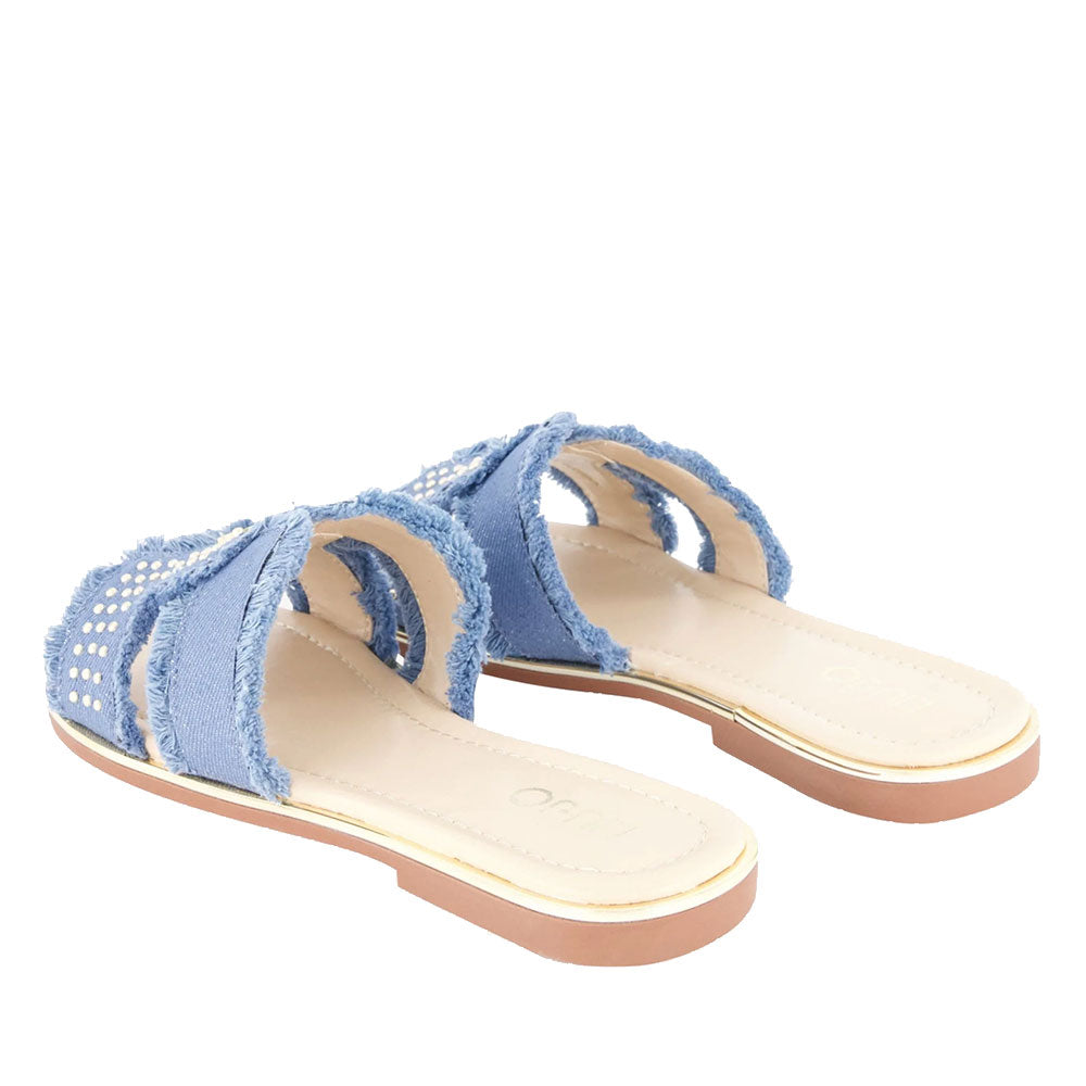 Ciabatta Flat LIU JO Sally 716 in Denim con Micro Borchie