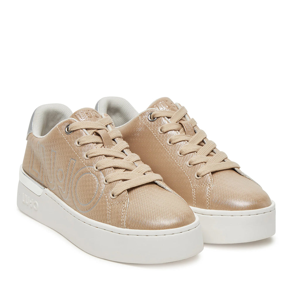 Sneakers Platform LIU JO Silvia 907 stampa Saffiano Laminato color Sabbia