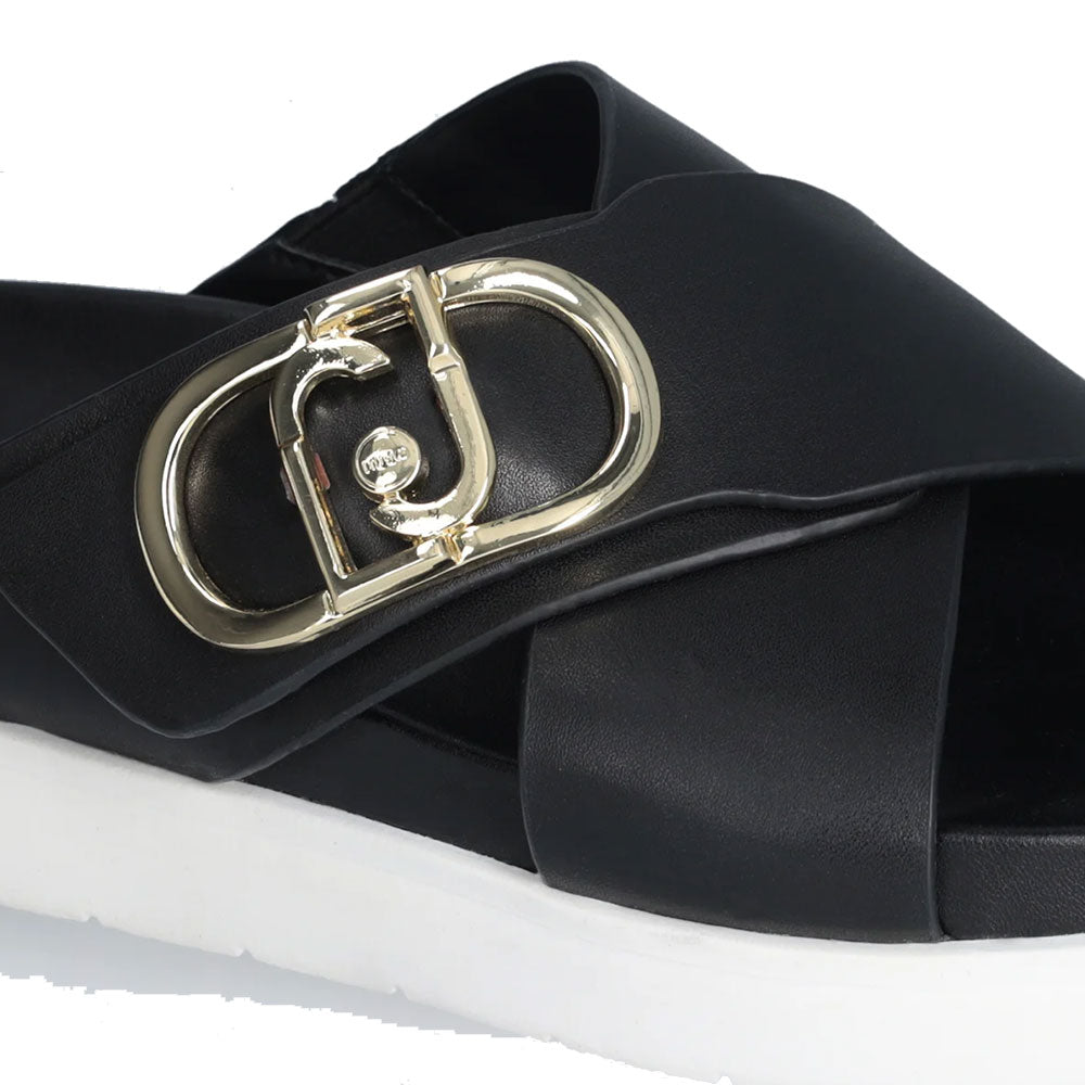 LIU JO Penny 901 Plateau-Slipper aus schwarzem Leder