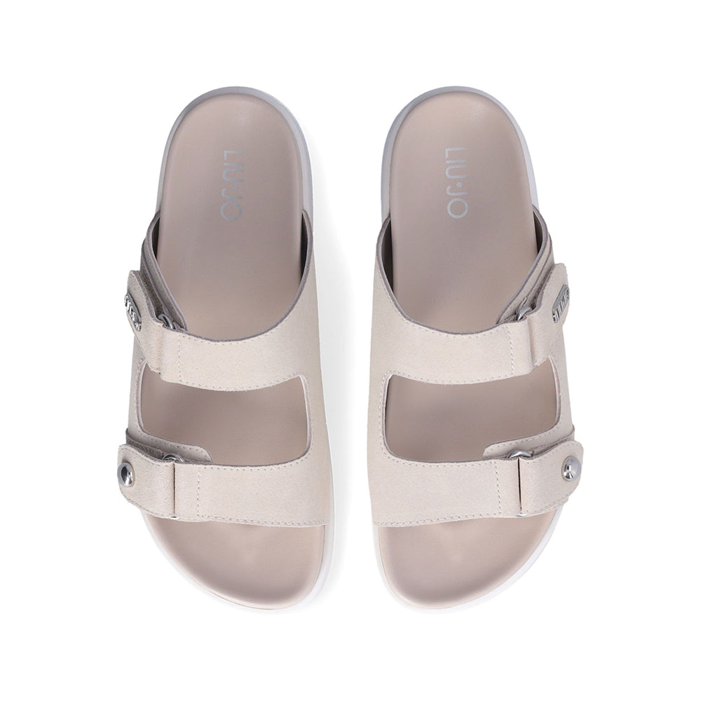 LIU JO Penny 902 Doppelband-Slipper aus butterfarbenem Wildleder
