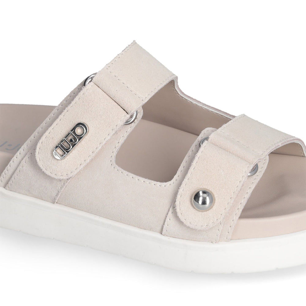 LIU JO Penny 902 Doppelband-Slipper aus butterfarbenem Wildleder