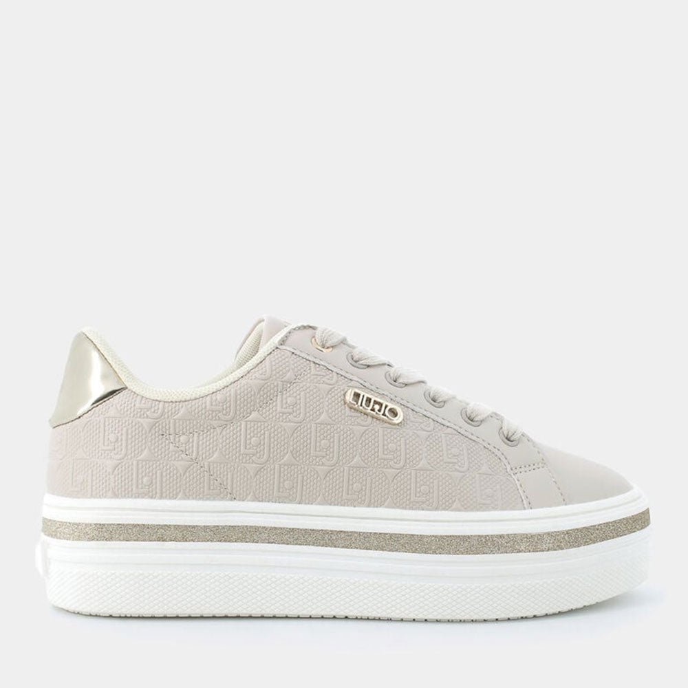 Sneakers Platform LIU JO Up 910 Beige con Logo Embossed